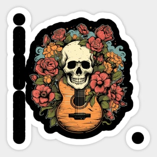 Skull Flowers and a Guitar Sticker